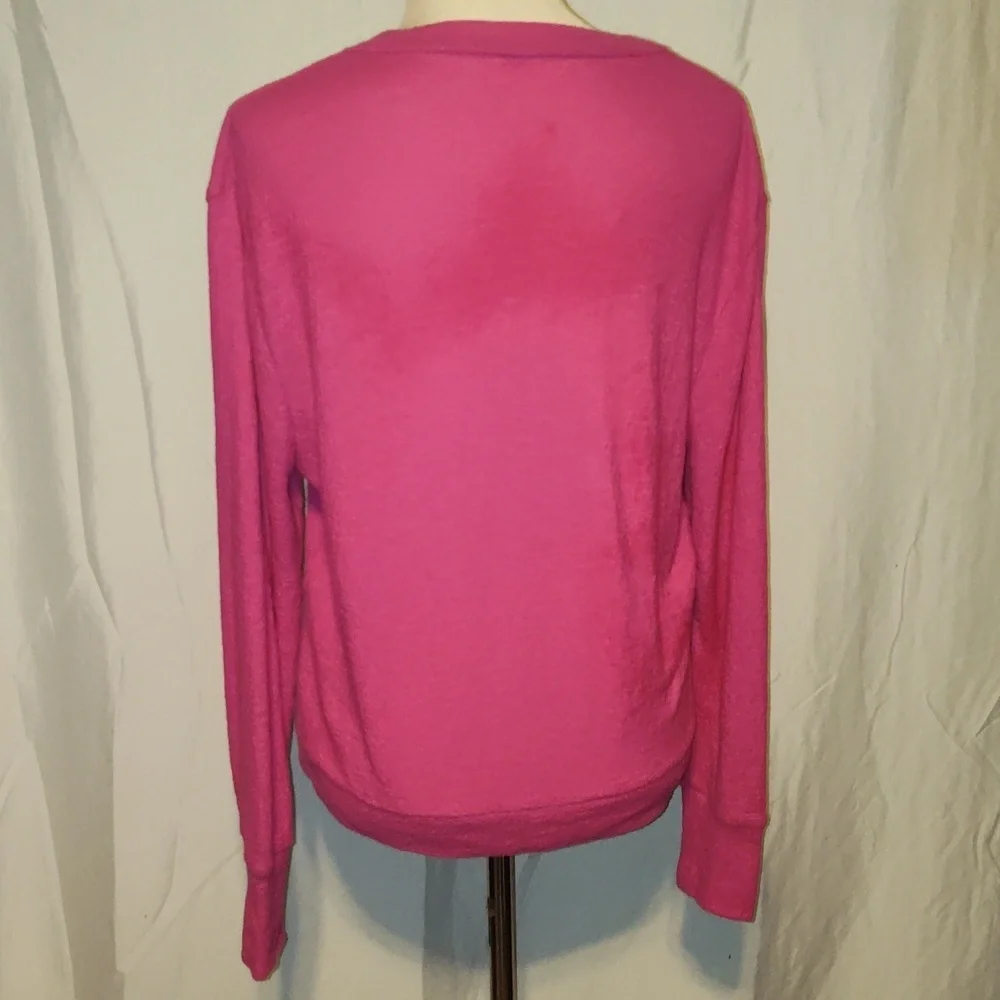 J.Crew Faux Wrap Pink Light Sweater Textured Crepe Crisp Berry Womens  Medium